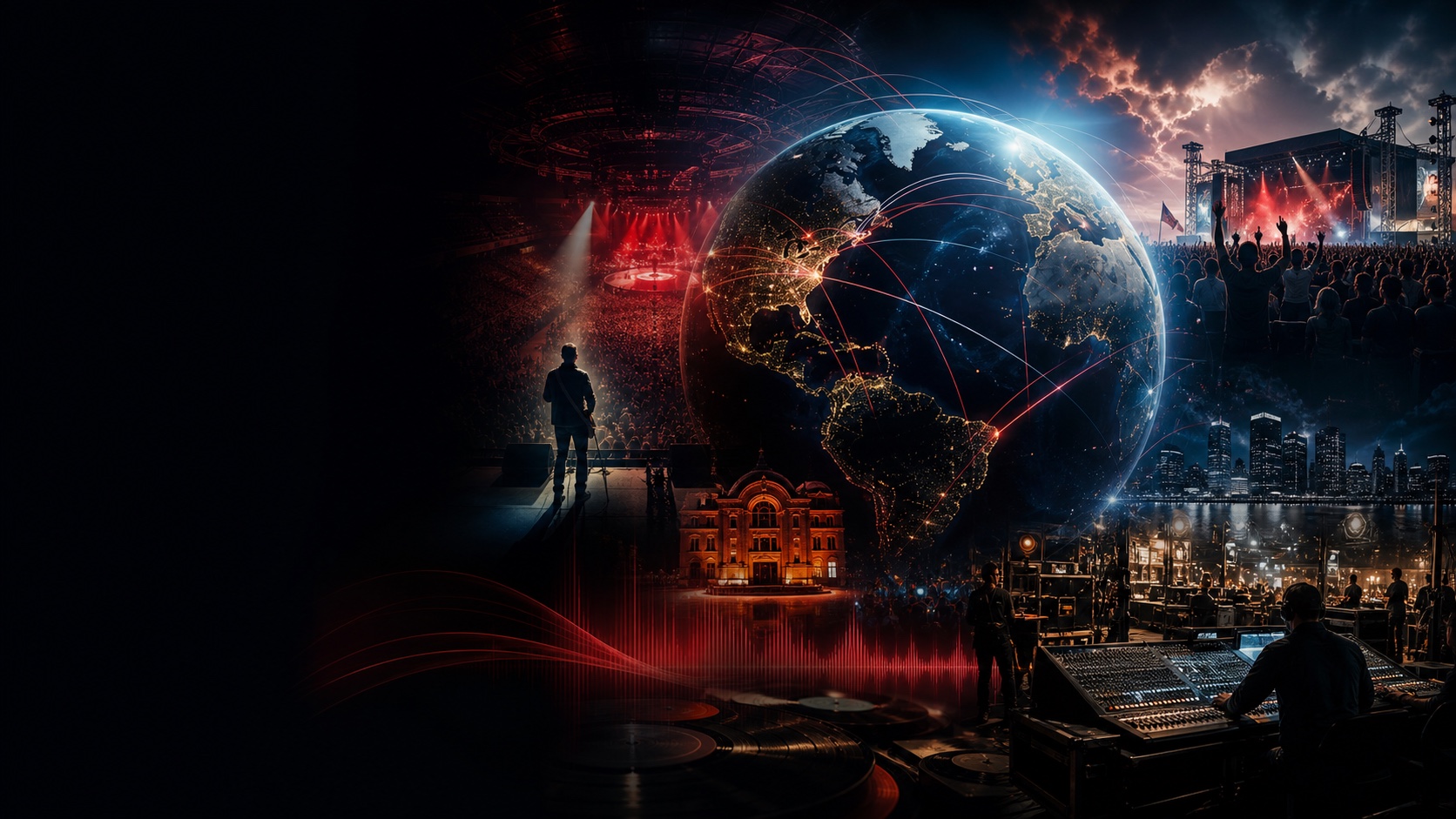 A cinematic world of live artists, touring, festivals, venues and backstage production