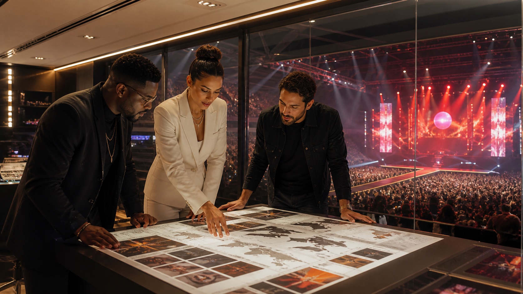 Fictional promoter team operating an invented live event