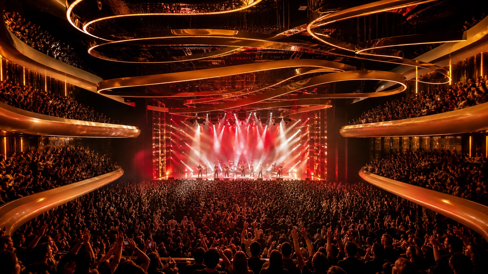 Fictional landmark live room during a sold-out show