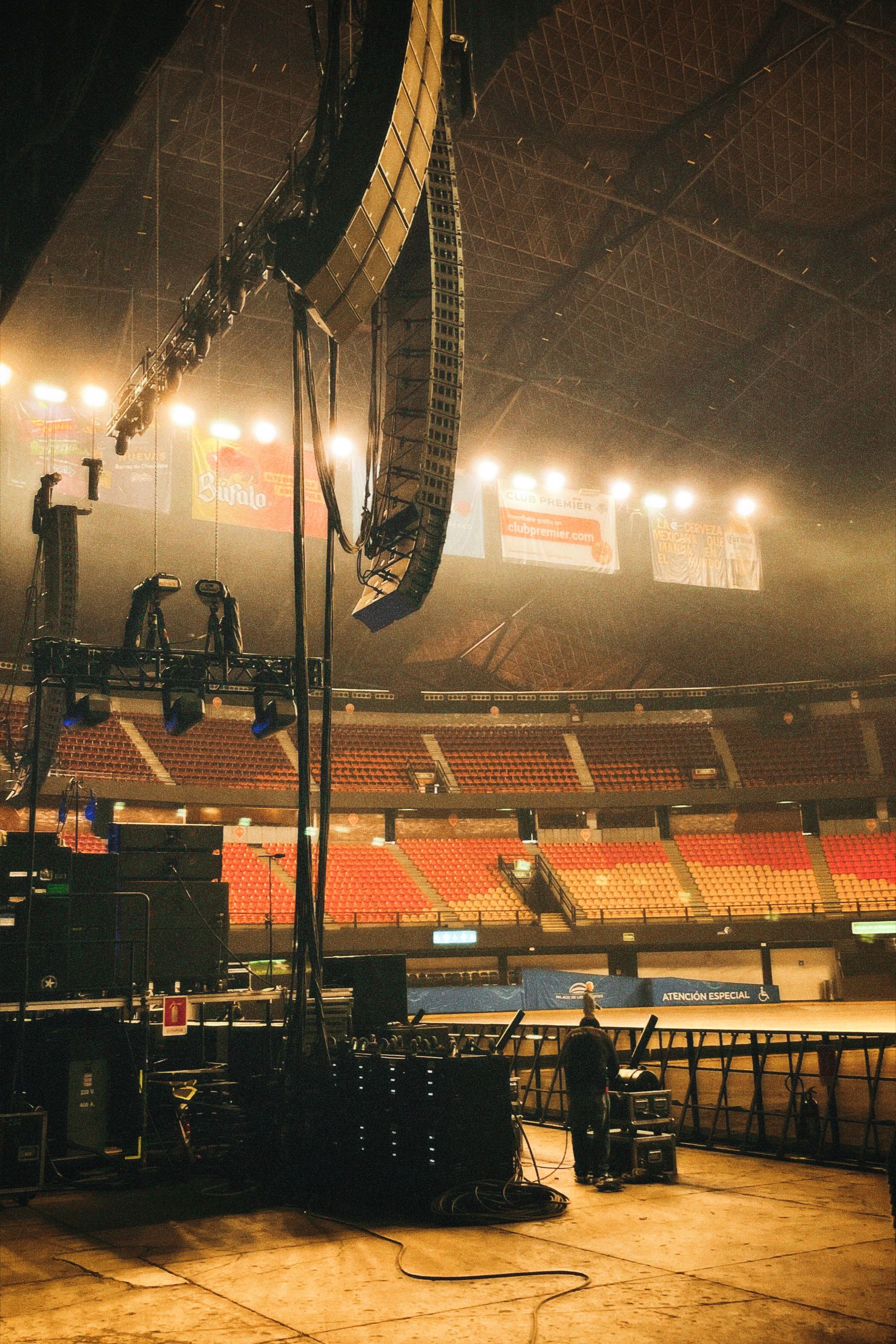 A real concert stage prepared before the audience arrives